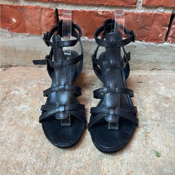 Franco Sarto Doris Womens 7.5 Black Strappy Gladiator Wedge Sandals - Picture 3 of 9